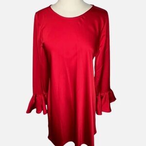 NWT J. Crew Red Ruffle Sleeve Dress Women’s Size 10